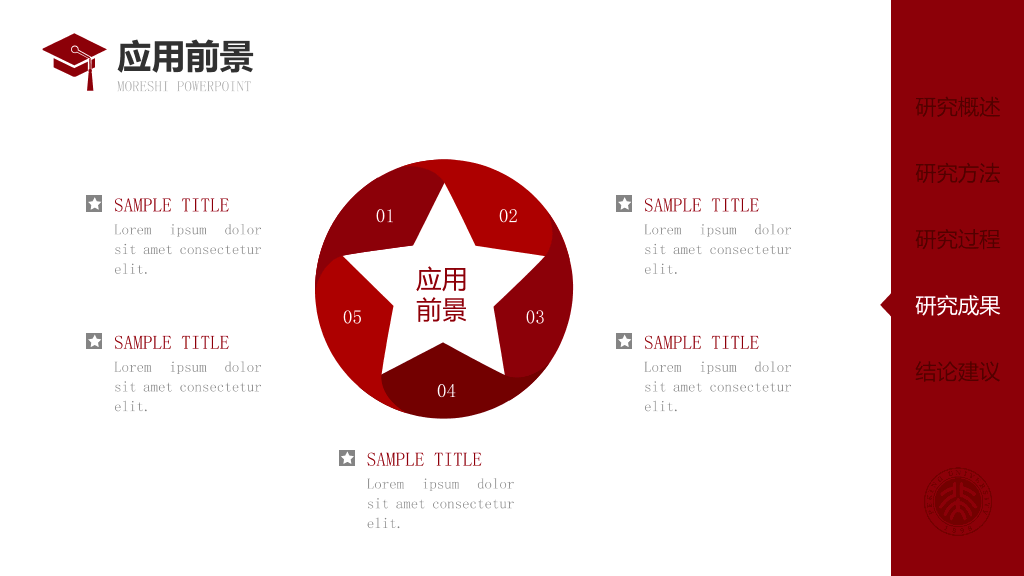 红色侧边导航论文答辩PPT模板