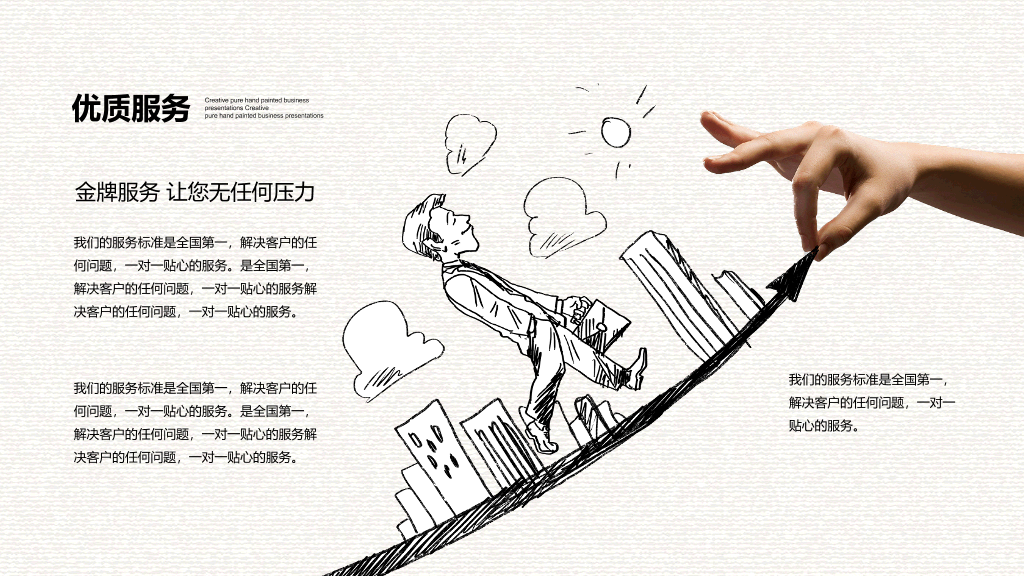 创意手绘手势公司介绍PPT模板