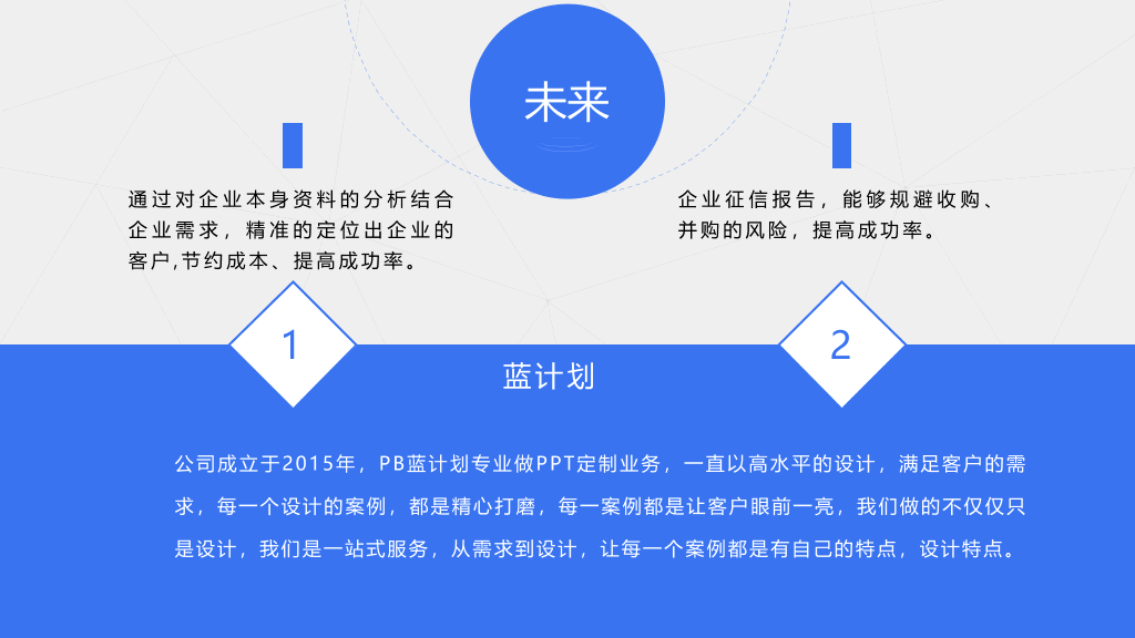 蓝色点线商业计划书PPT模板