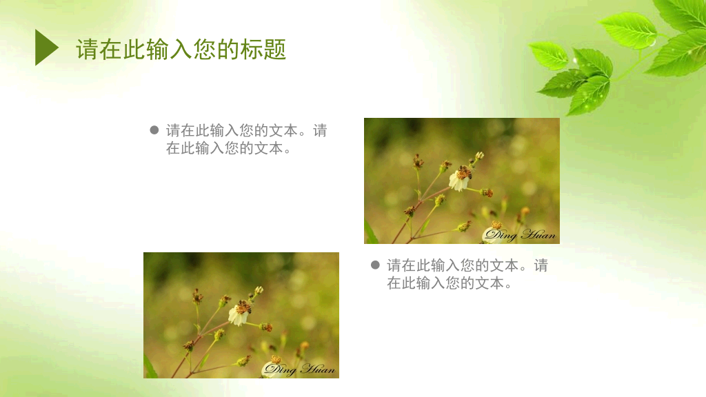 简约清新淡雅绿叶PPT模板