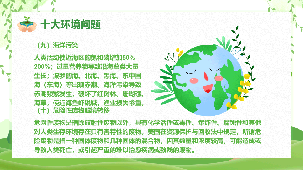 清新绿色世界环境日介绍PPT模板