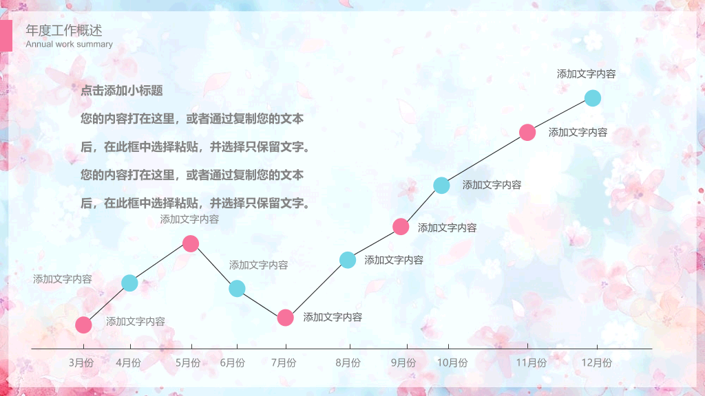 唯美文艺粉蓝小花PPT模板