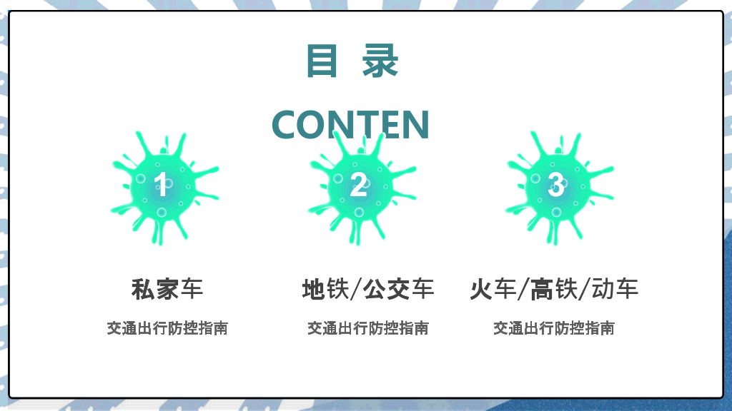 交通出行新冠病毒防控PPT模板
