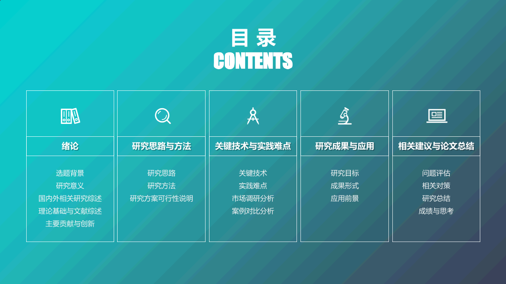 渐变顶部导航论文答辩PPT模板