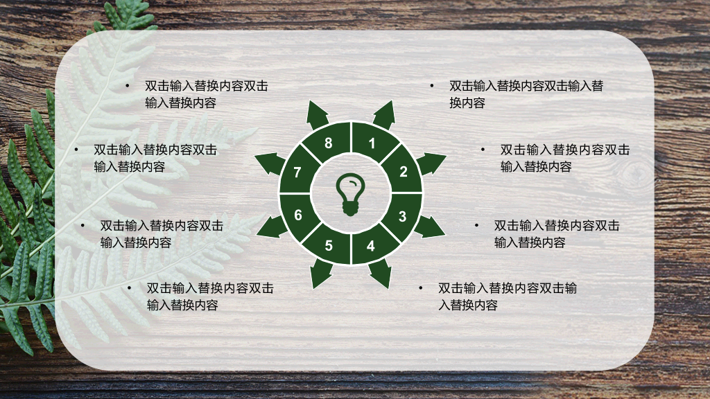 自然复古绿叶木纹PPT模板