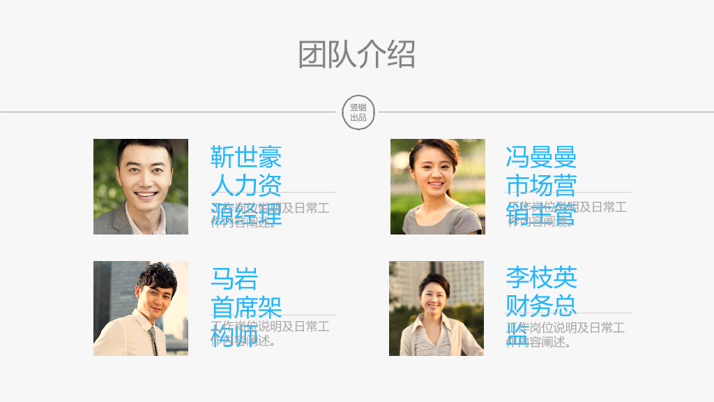 团队成员人员介绍PPT模板