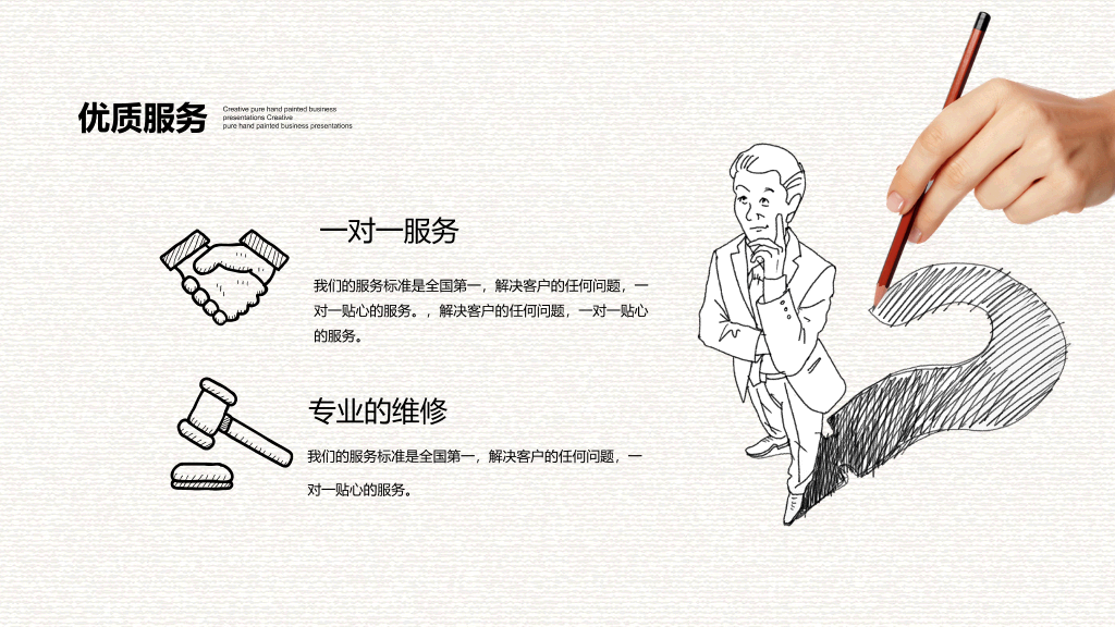 创意手绘手势公司介绍PPT模板
