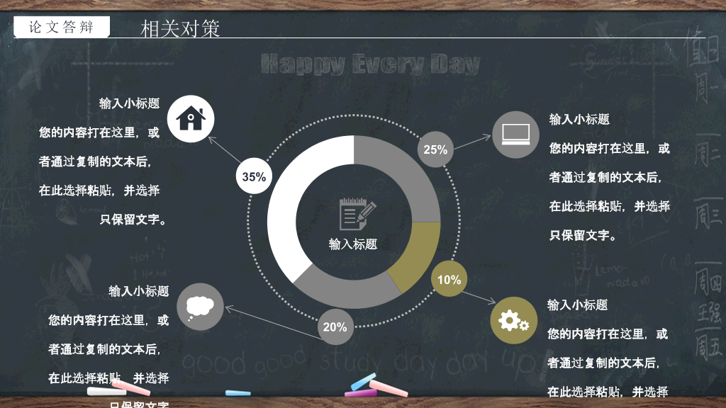 创意黑板粉笔论文答辩PPT模板