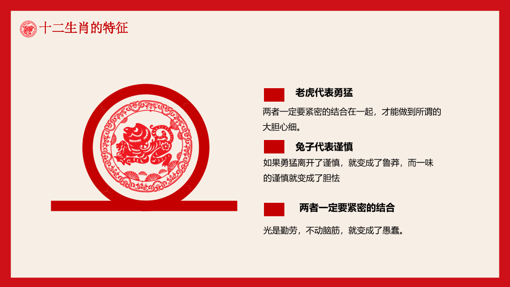 剪纸风传统文化十二生肖知识PPT模板