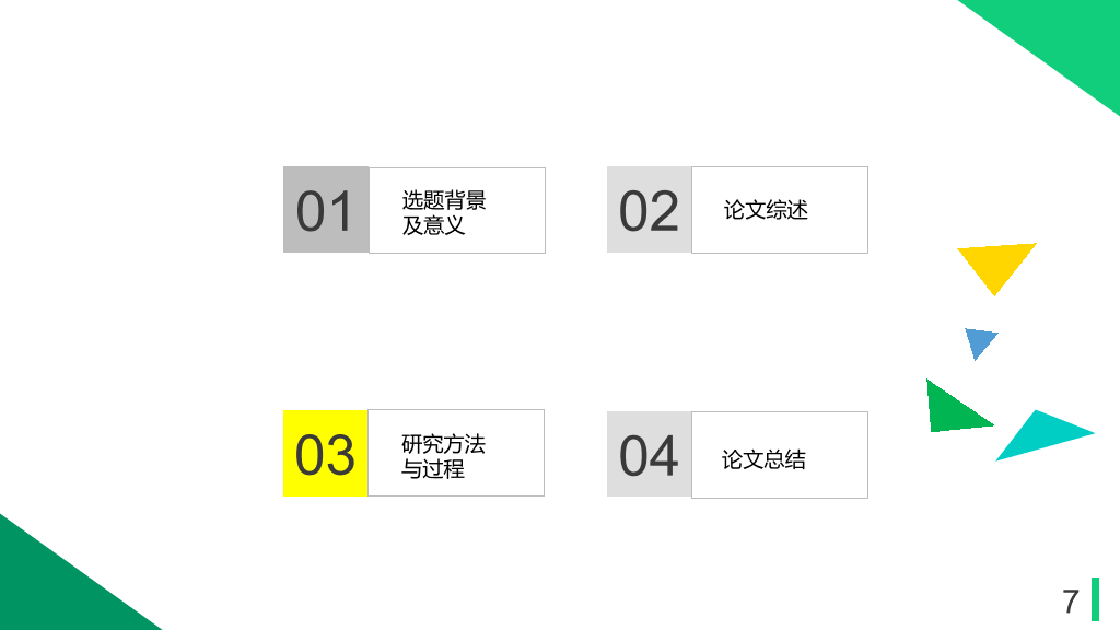 清新黄绿色块毕业答辩PPT模板