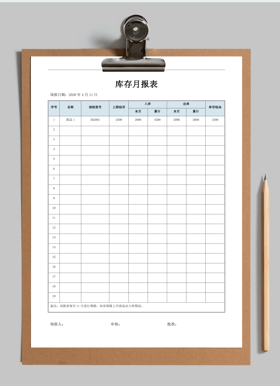 库存月报表
