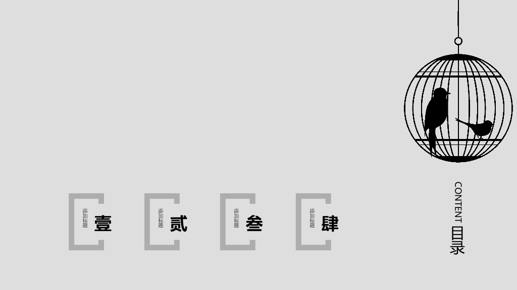 创意文艺动态笼中小鸟PPT模板