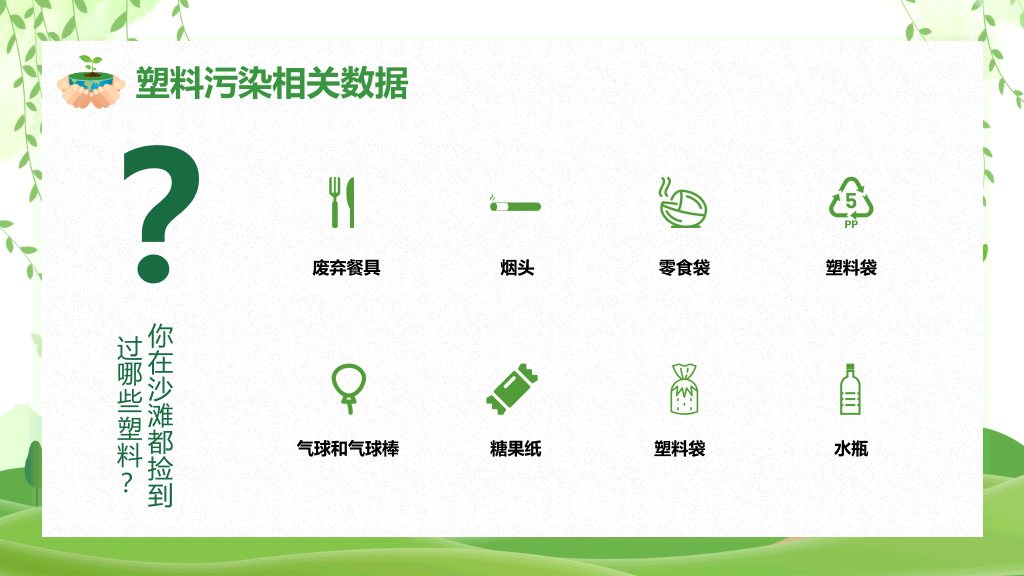 清新绿色世界环境日介绍PPT模板