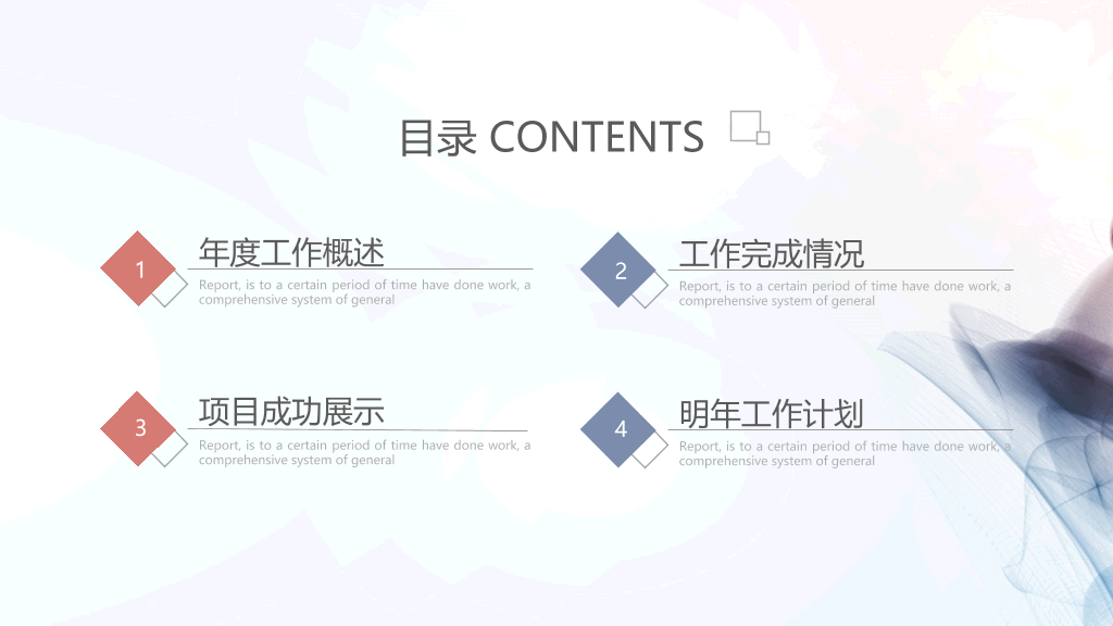 简约渐变烟雾工作汇报PPT模板