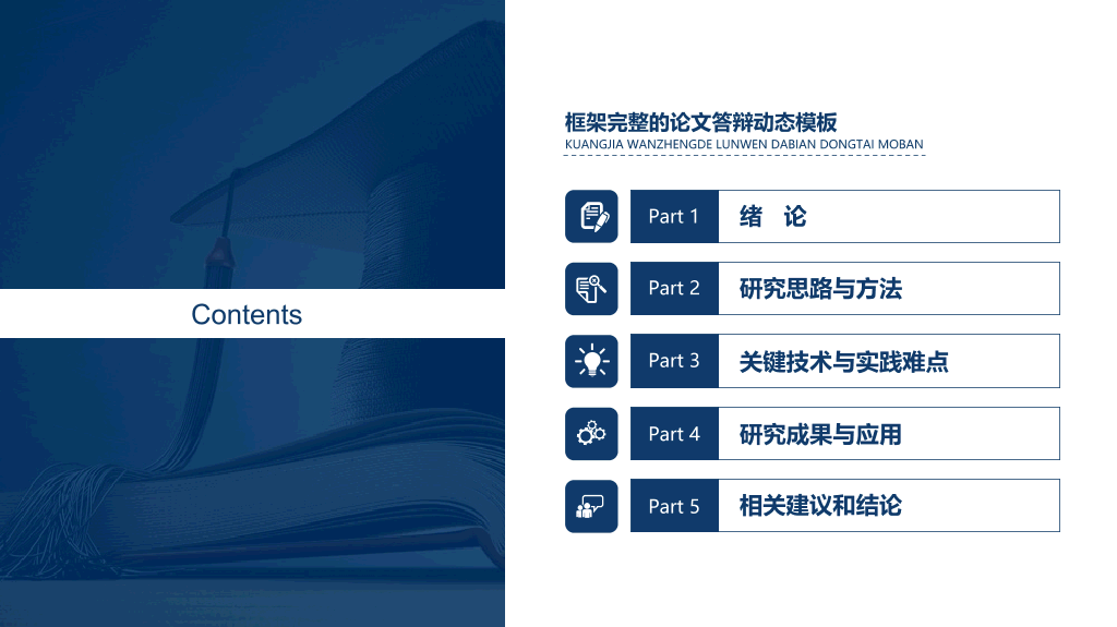 学位帽毕业论文答辩PPT模板