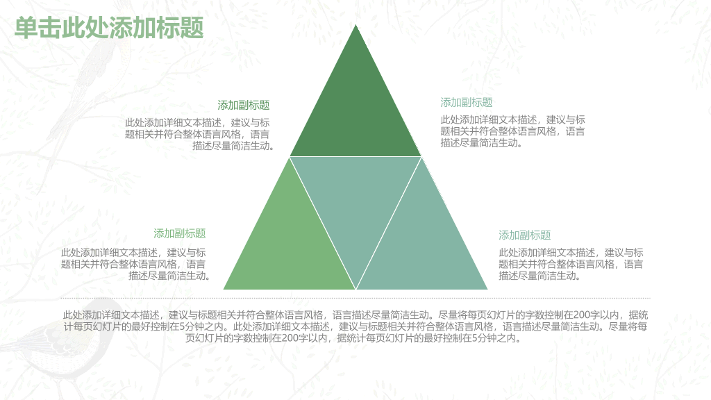 清新文艺范小鸟PPT模板