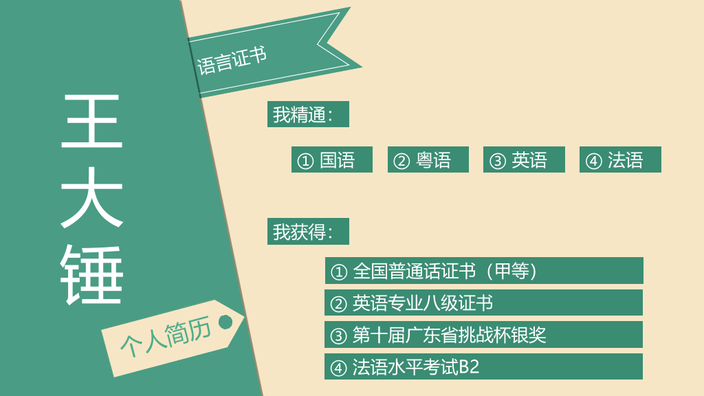 简约个人简历求职PPT模板