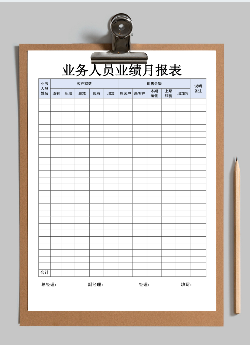 业务人员业绩月报表