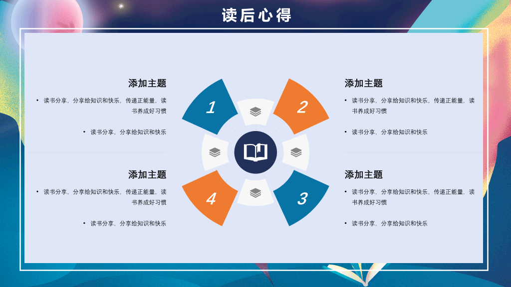 梦幻书籍读书分享会PPT模板