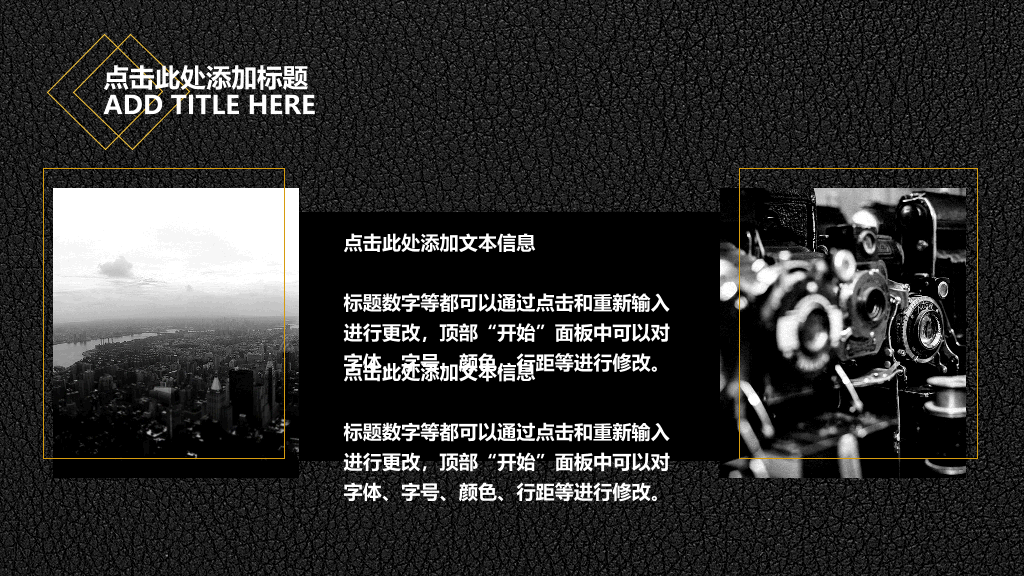 黑色质感皮纹欧美风PPT模板