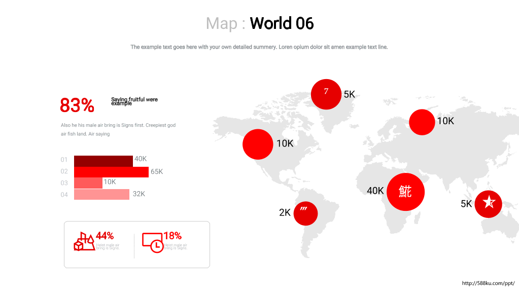 红色世界地图PPT图表合集 (2)-22