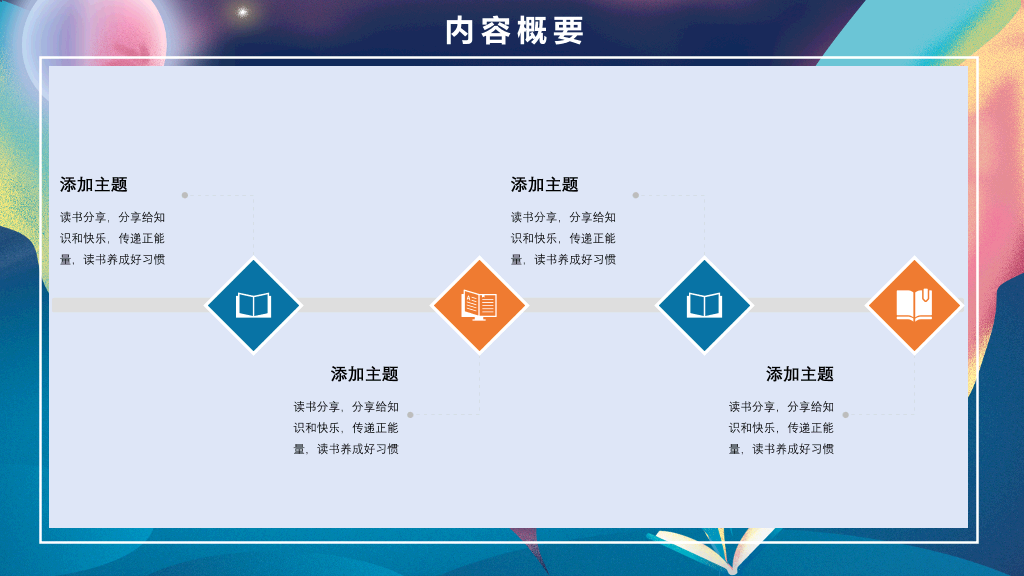 梦幻书籍读书分享会PPT模板