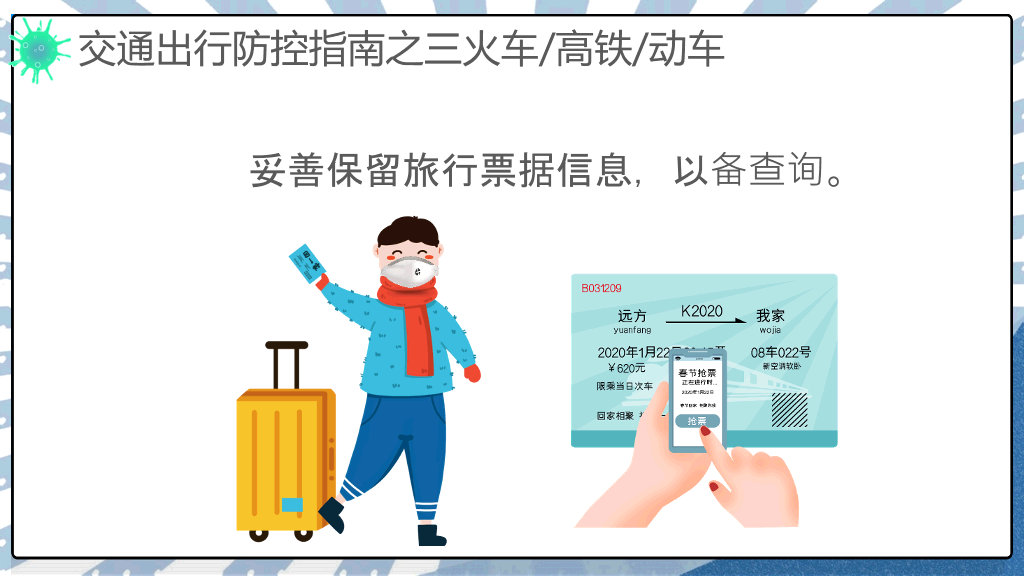 交通出行新冠病毒防控PPT模板