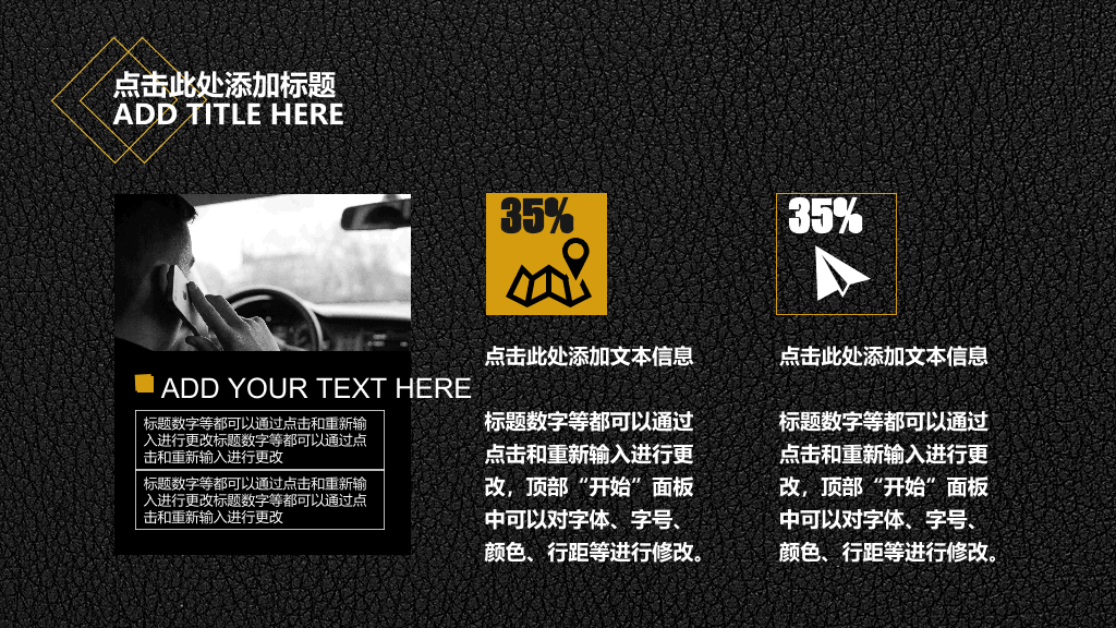 黑色质感皮纹欧美风PPT模板
