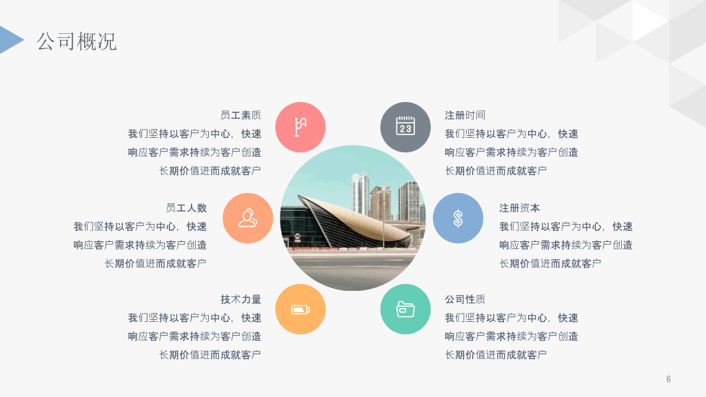 简洁创意三角公司介绍PPT模板