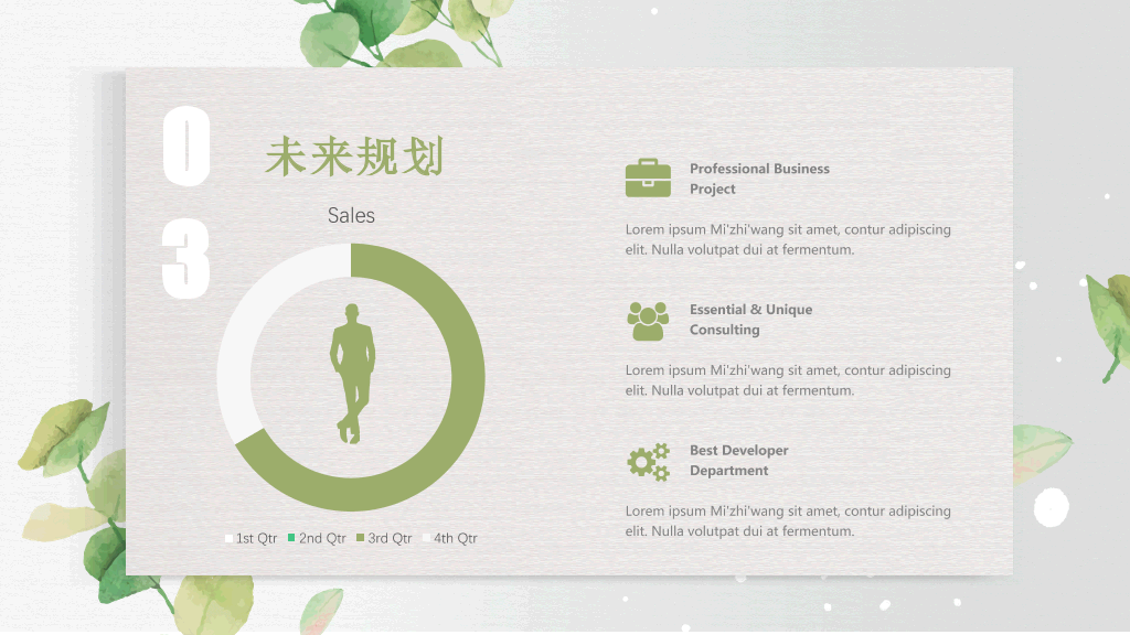 绿叶唯美小清新通用PPT模板