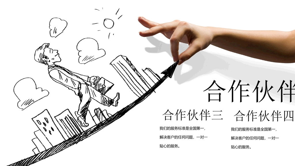 创意手势手绘公司介绍PPT模板