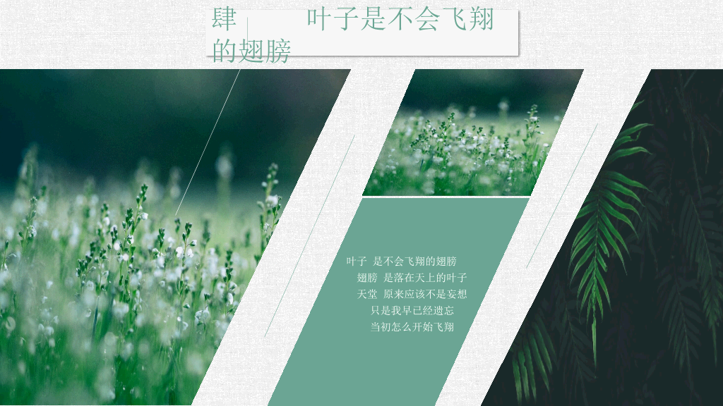 清新文艺森系叶子PPT模板