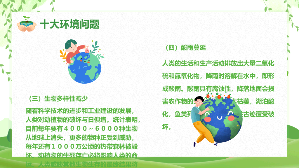 清新绿色世界环境日介绍PPT模板