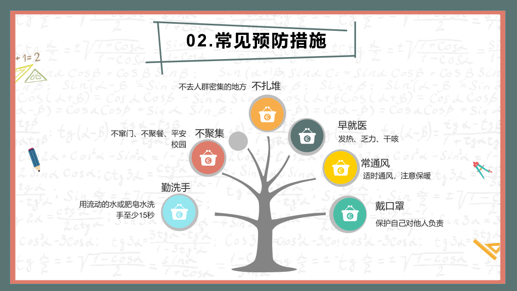 开学学校新冠疫情防控PPT模板
