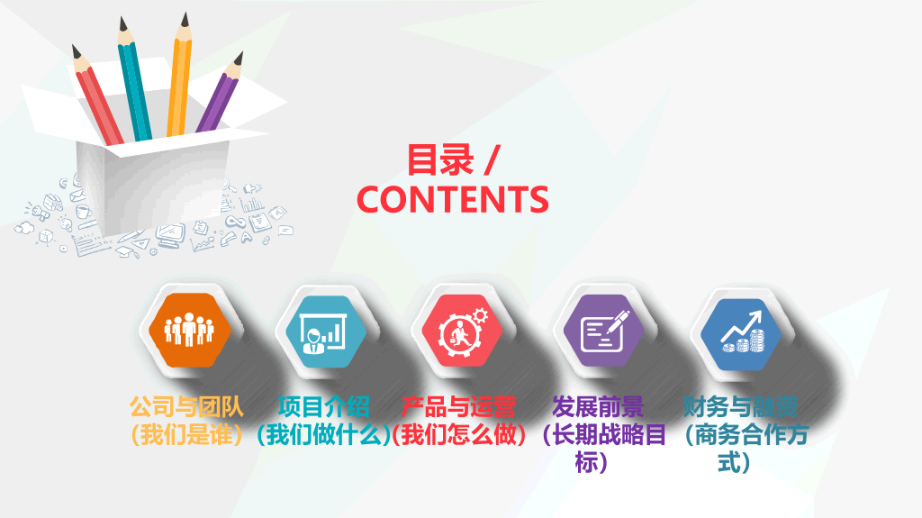 彩色微立体商业计划书PPT模板