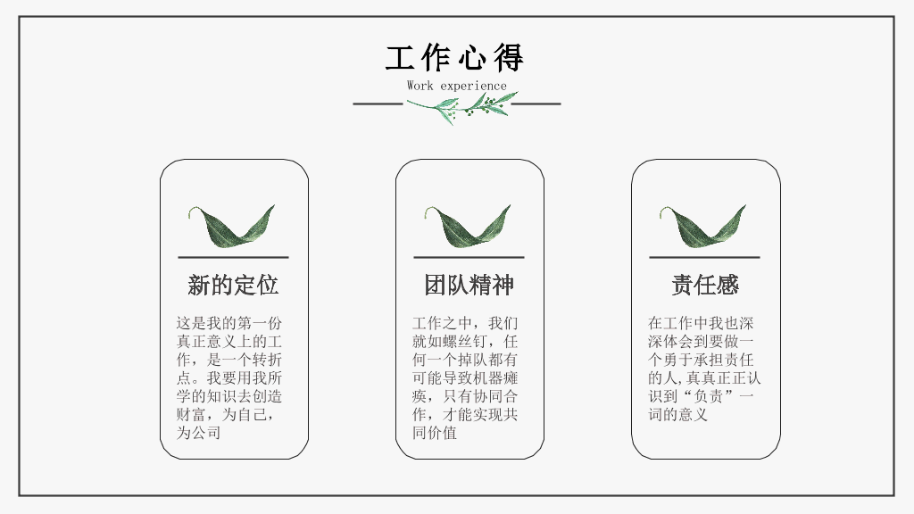 清新简约水彩绿叶PPT模板