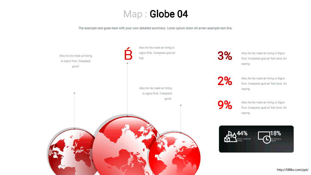 红色世界地图PPT图表合集 (2)-10