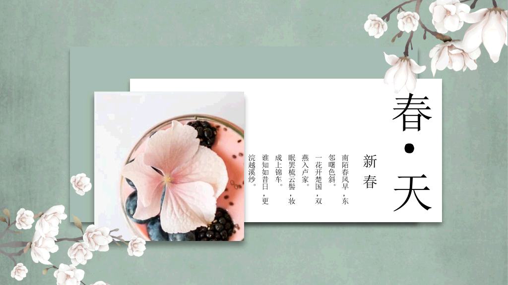 春天唯美素雅花朵PPT模板