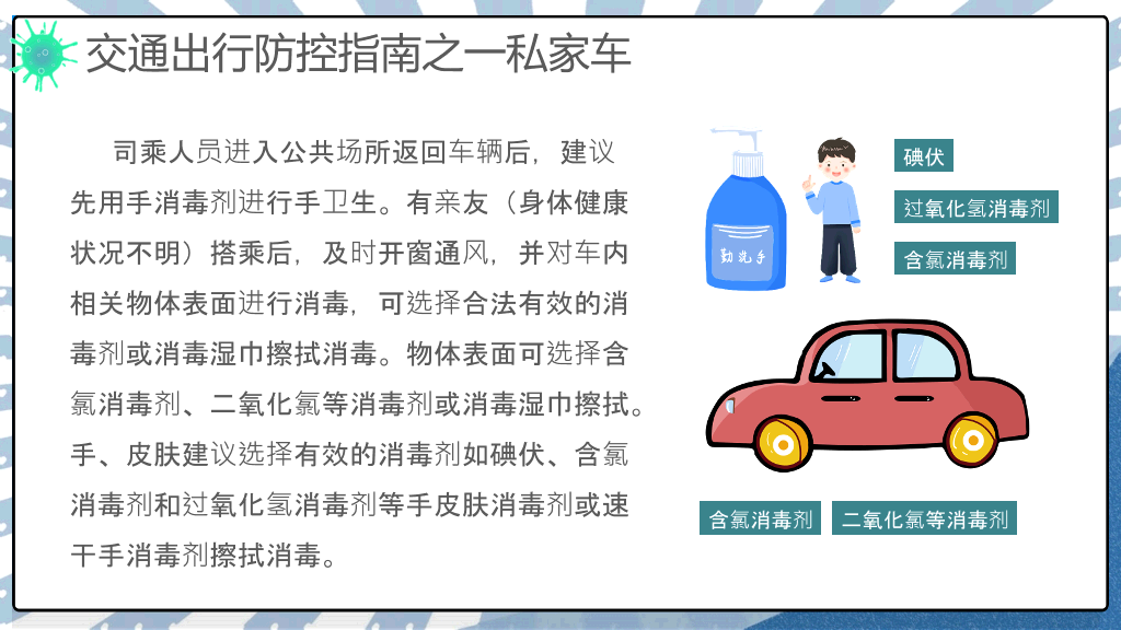 交通出行新冠病毒防控PPT模板