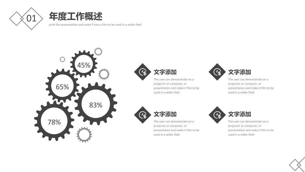 极简黑白工作报告PPT模板