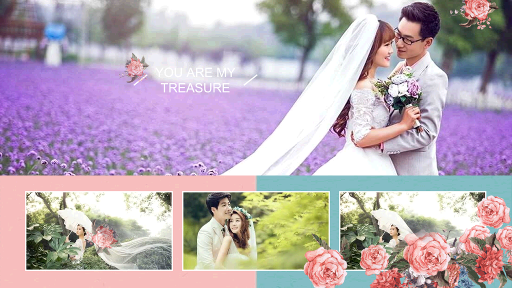 玫瑰花结婚婚礼相册PPT模板