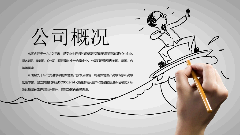 创意手势手绘公司介绍PPT模板