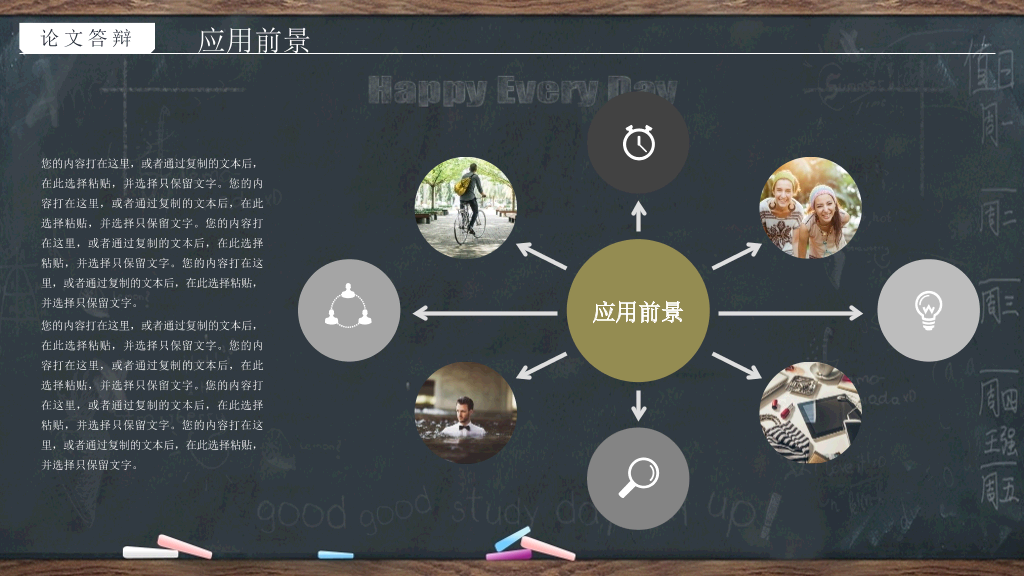 创意黑板粉笔论文答辩PPT模板
