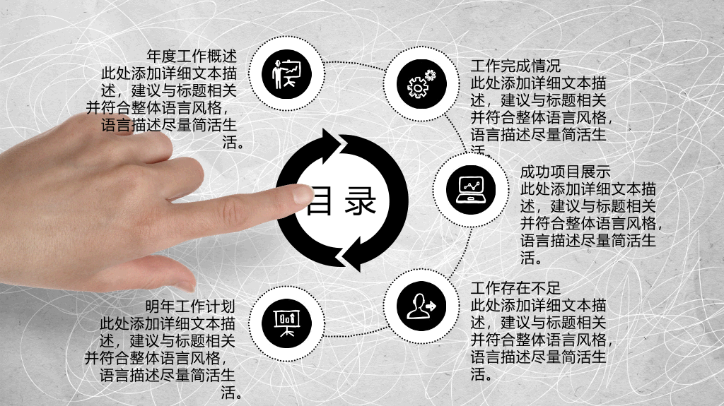 创意动态手势工作汇报PPT模板