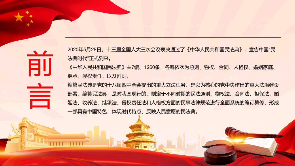 中国首部民法典解读PPT模板