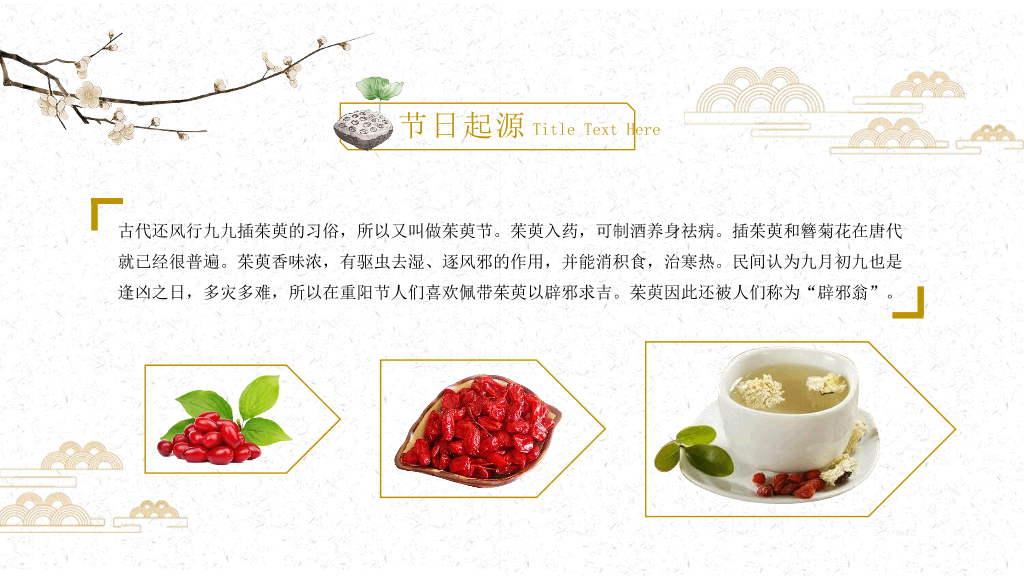 102#仙鹤荷花中国风重阳节PPT模板