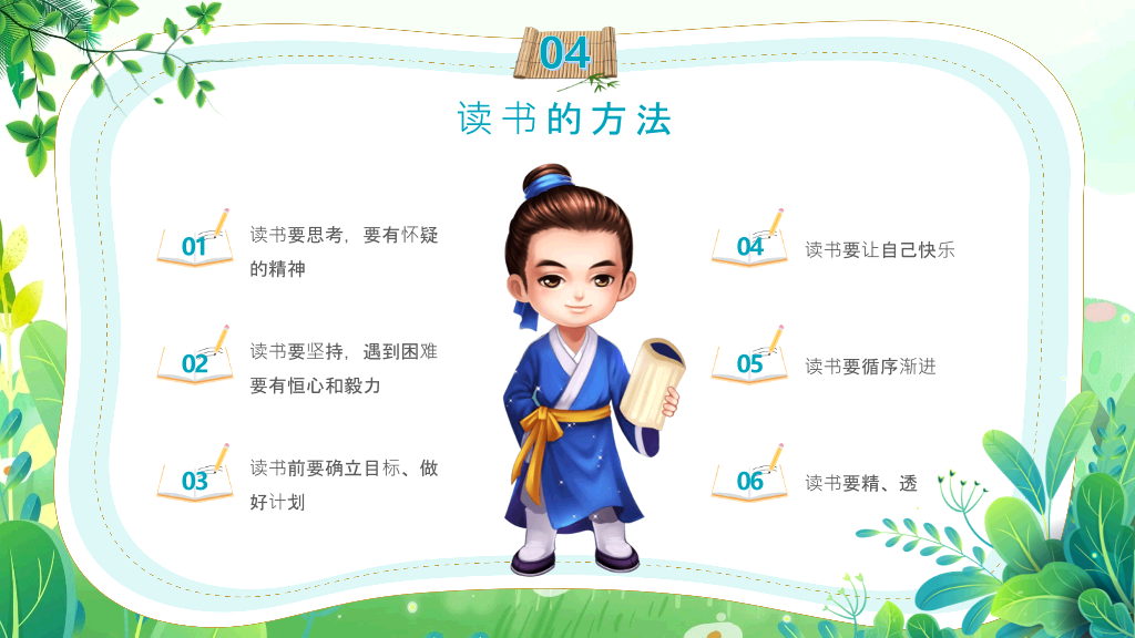 清新卡通风世界读书日PPT模板