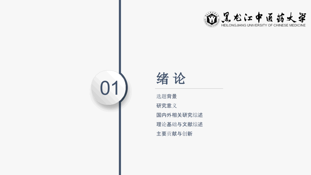 黑龙江中医药大学本科毕业论文答辩和论文选题PPT