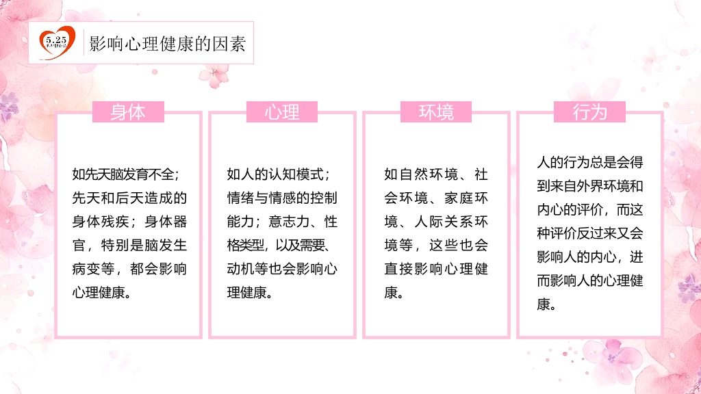 177#粉红水彩风格心理健康PPT