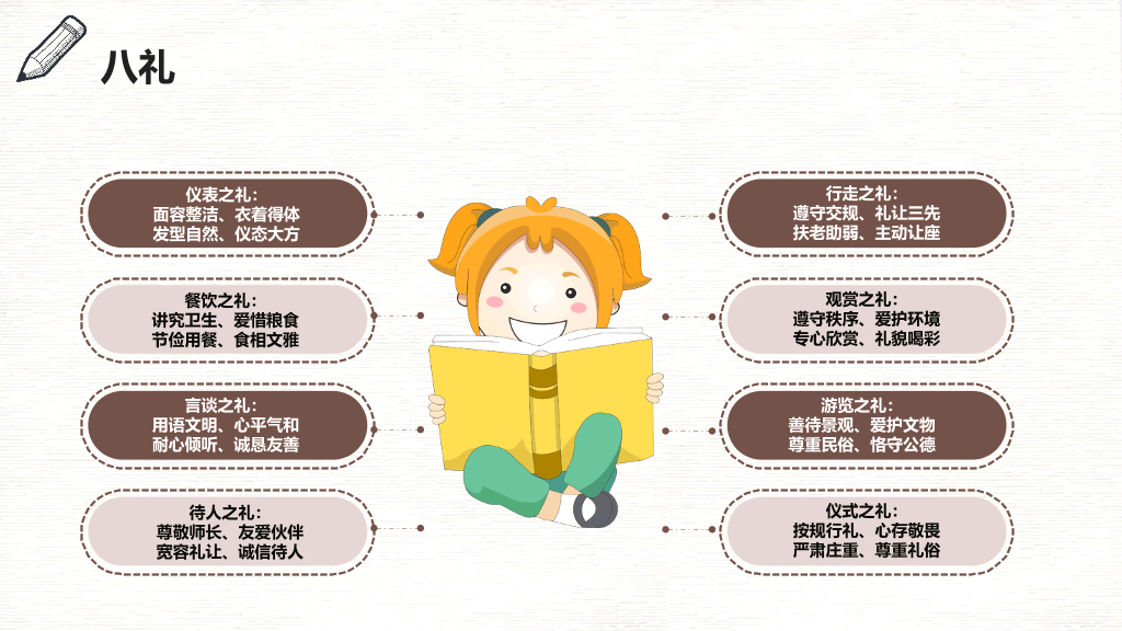 175#八礼四仪文明礼仪教育班会PPT模板